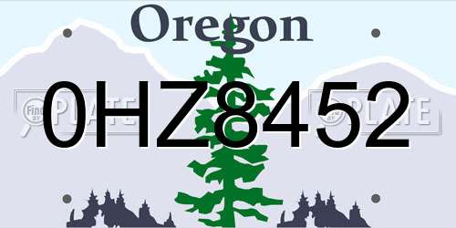 0HZ8452 Oregon License Plate