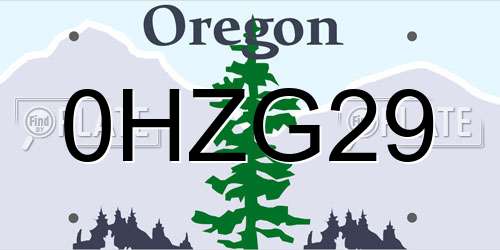 0HZG29 Oregon License Plate