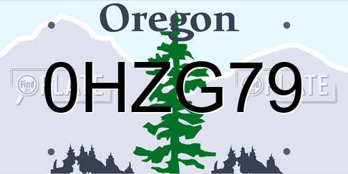 0HZG79 Oregon License Plate
