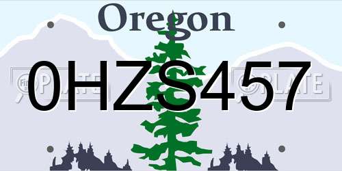 0HZS457 Oregon License Plate