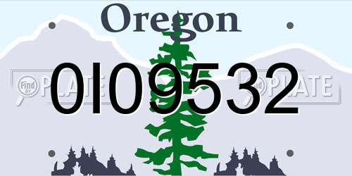 0I09532 Oregon License Plate