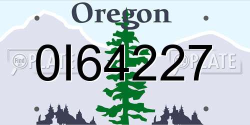 0I64227 Oregon License Plate