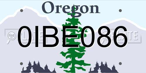 0IBE086 Oregon License Plate