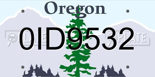 0ID9532 Oregon License Plate