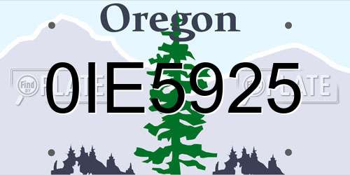 0IE5925 Oregon License Plate