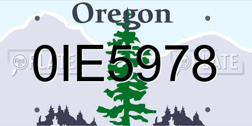 0IE5978 Oregon License Plate