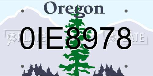 0IE8978 Oregon License Plate