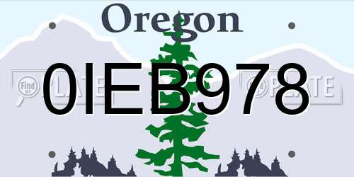 0IEB978 Oregon License Plate