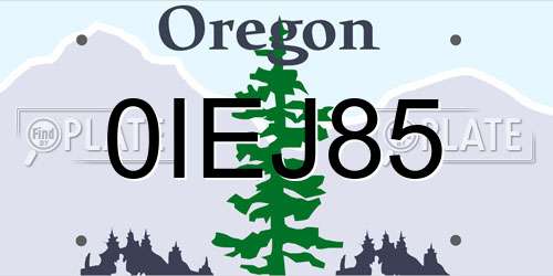 0IEJ85 Oregon License Plate