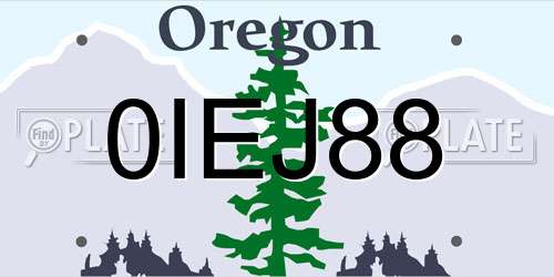 0IEJ88 Oregon License Plate