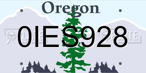 0IES928 Oregon License Plate
