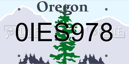 0IES978 Oregon License Plate