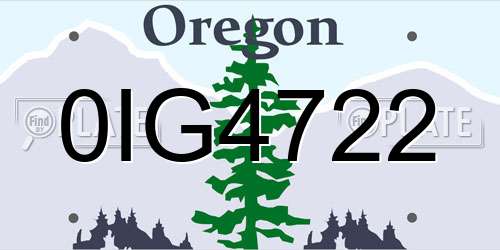 0IG4722 Oregon License Plate