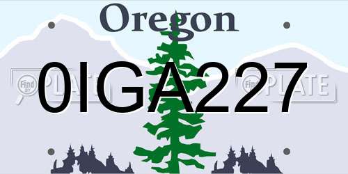 0IGA227 Oregon License Plate