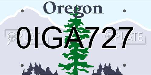 0IGA727 Oregon License Plate
