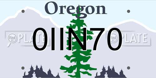 0IIN70 Oregon License Plate