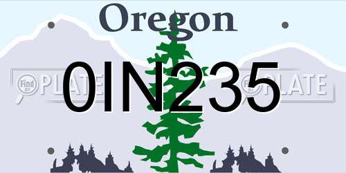 0IN235 Oregon License Plate