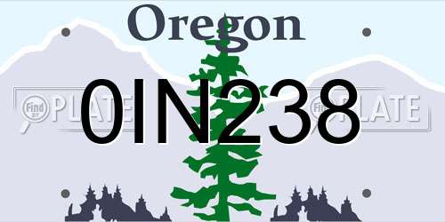 0IN238 Oregon License Plate