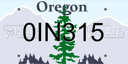 0IN315 Oregon License Plate