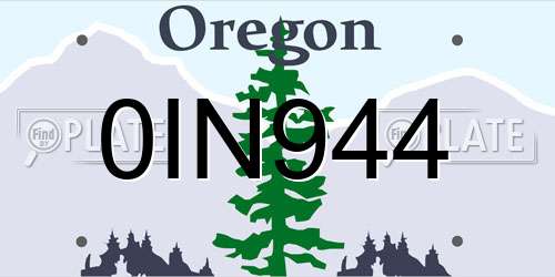 0IN944 Oregon License Plate