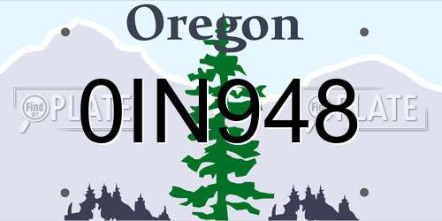 0IN948 Oregon License Plate