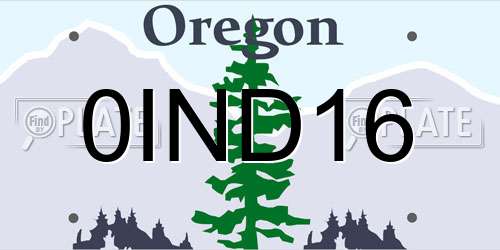 0IND16 Oregon License Plate