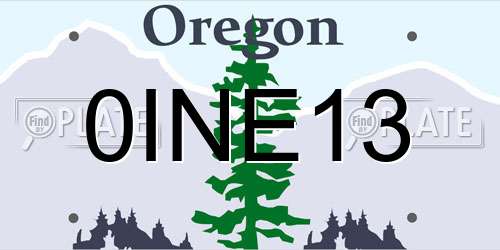 0INE13 Oregon License Plate