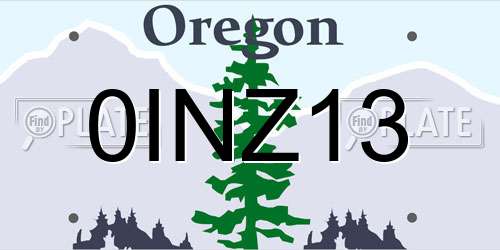 0INZ13 Oregon License Plate