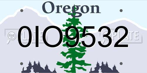 0IO9532 Oregon License Plate