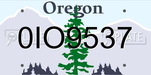0IO9537 Oregon License Plate
