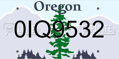 0IQ9532 Oregon License Plate