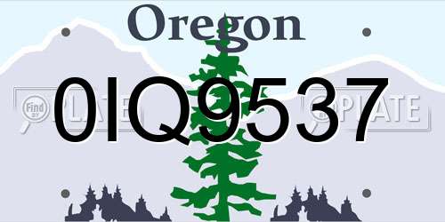 0IQ9537 Oregon License Plate