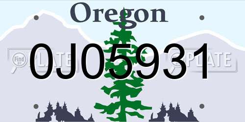 0J05931 Oregon License Plate