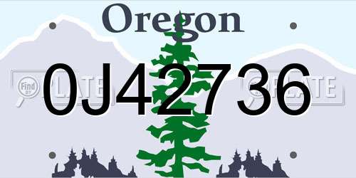 0J42736 Oregon License Plate
