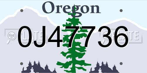 0J47736 Oregon License Plate