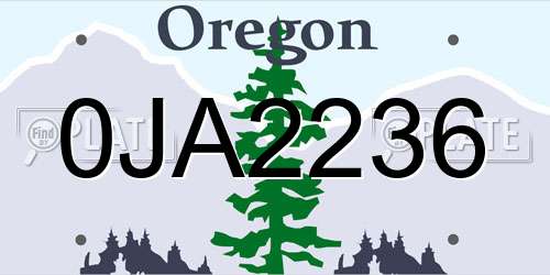 0JA2236 Oregon License Plate