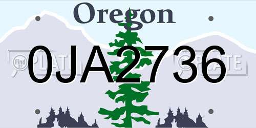 0JA2736 Oregon License Plate