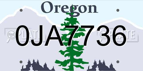 0JA7736 Oregon License Plate
