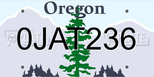 0JAT236 Oregon License Plate