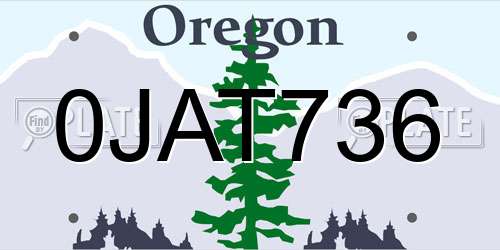 0JAT736 Oregon License Plate