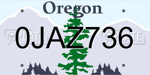 0JAZ736 Oregon License Plate