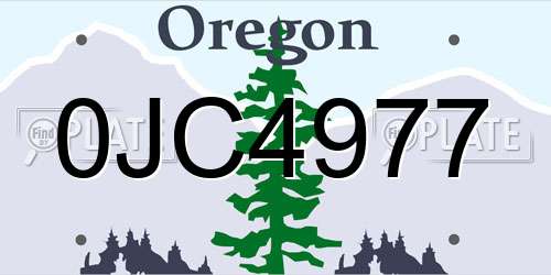 0JC4977 Oregon License Plate