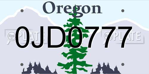 0JD0777 Oregon License Plate