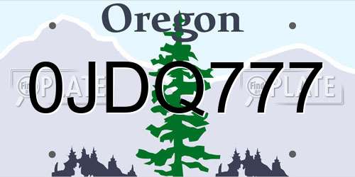 0JDQ777 Oregon License Plate
