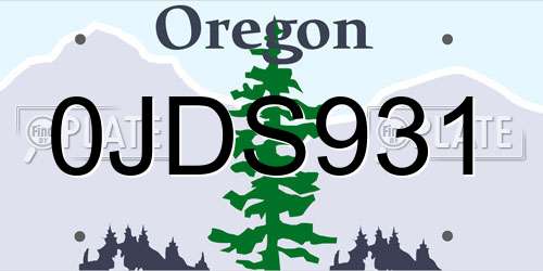 0JDS931 Oregon License Plate