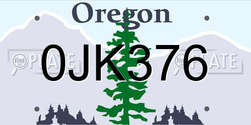 0JK376 Oregon License Plate