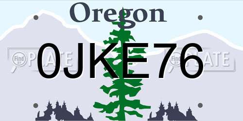 0JKE76 Oregon License Plate
