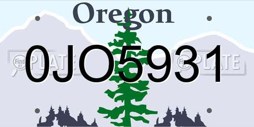 0JO5931 Oregon License Plate