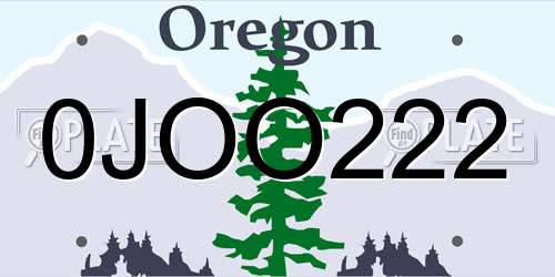 0JOO222 Oregon License Plate
