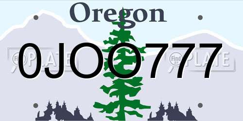 0JOO777 Oregon License Plate